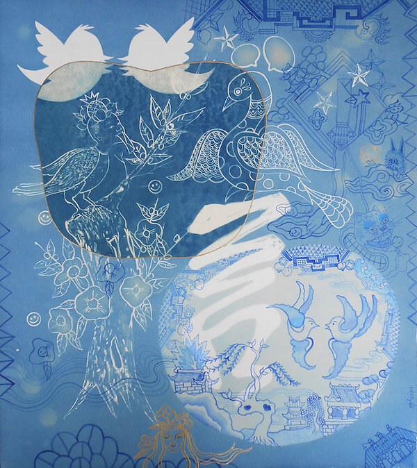 Letter Shin 6 Blue willow 2014